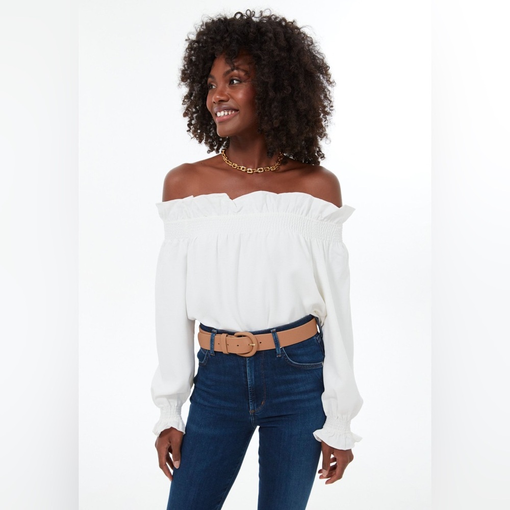 TUCKERNUCK White Off the Shoulder Marguerite Blouse NWT - Picture 2 of 14
